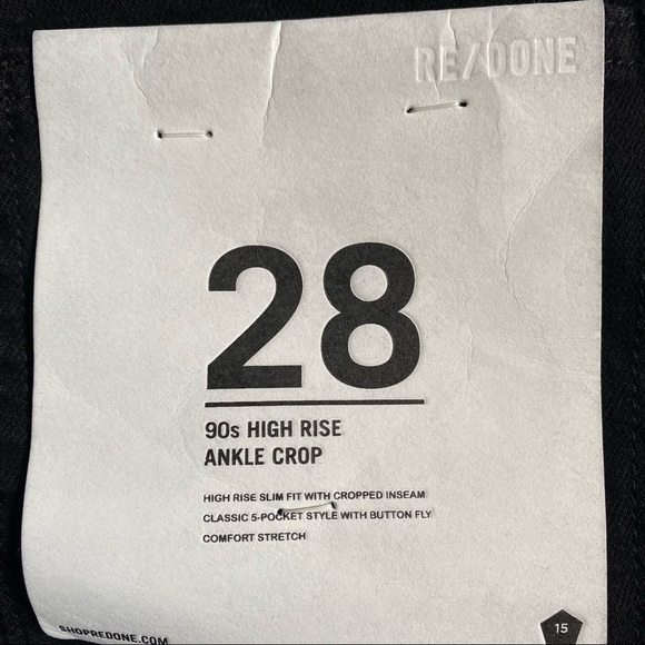 RE/DONE 90s High Rise Ankle Crop Black Jeans NWT - Picture 10 of 15